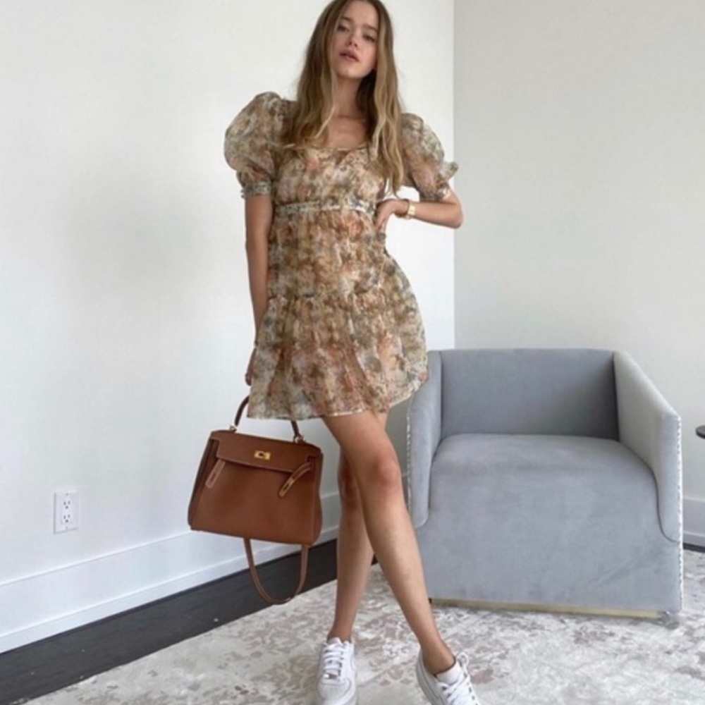 Danielle Bernstein Puff Sleeve Babydoll Dress